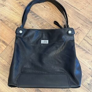 Conceal Carry Black Leather Shoulder Bag